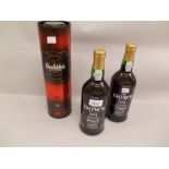 Two bottles Dows 1978 vintage port, together with one boxed bottle Glenfidich twelve year old single