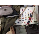 World War II Royal Army Service Corps jacket, beret, swagger stick, Great Britain flag, World War II