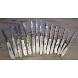 Group of fifteen various small mainly 19th Century silver and mother of pearl handled fruit knives