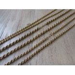 Three various 9ct gold rope design necklaces 40g