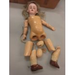 Bebe Jumeau French bisque headed doll with sleeping eyes, open mouth, six teeth and pierced ears,
