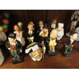 Group of nine Royal Doulton Dickens figures together with a small Royal Doulton character jug, '