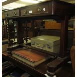 19th Century mahogany library table with leather inset top above two frieze drawers, raised on