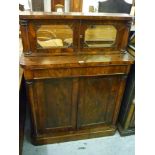 19th Century rosewood chiffonier having unusual mirrored panelled door top with shelved interior,