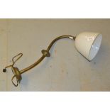 Late 19th or early 20th Century brass wall light with opaque glass shade