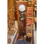 Early to mid 20th Century oak cased synchronome wall clock, the circular silvered dial with Roman