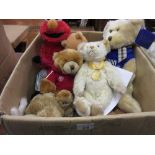 Steiff Millennium teddy bear with certificate, together with a quantity of other soft toys