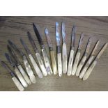 Collection of fifteen various mainly 19th Century small silver and mother of pearl handled folding