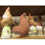 Sitzendorf porcelain figure of a cockerel, together with three other various pottery pairs of