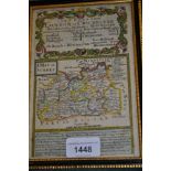 Small 18th Century Bowen map of Surrey with road map verso, together with a watercolour portrait