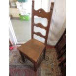 Set of six 20th Century oak ladder back dining chairs with panelled seats