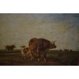 Antique Dutch school, oil, cattle in a landscape