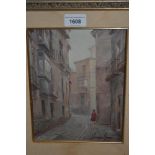 J. Suarez Gomez, 20th Century oil on panel, street scene in Toledo, signed, 9ins x 6.5ins, gilt