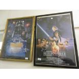 Two small Star Wars prints, ' The Empire Strikes Back ' and ' The Return of the Jedi ', framed