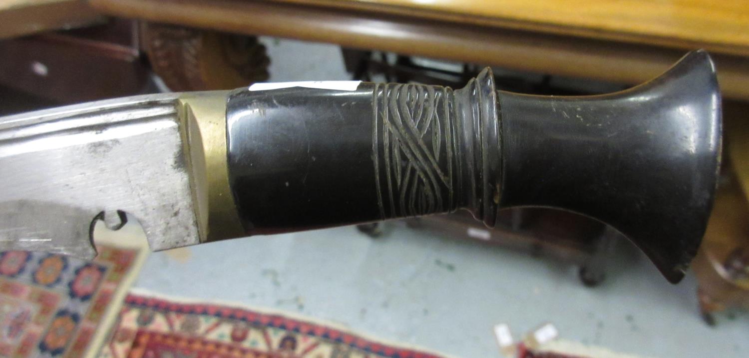 Antique kukri with horn grip, a leather cased dagger and two moulding planes - Image 7 of 9