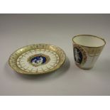 Minton cup and saucer made for The Paris Exhibition of 1878, having gilt butterfly form handle and