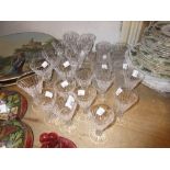 Quantity of Waterford Tramore pattern drinking glasses comprising: nine white wine, nine sherry