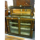 Victorian ebonised amboyna, porcelain and gilt metal mounted chiffonier with a mirrored back above