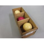 Set of three Victorian ivory billiard balls Approximately 2 inches diameter