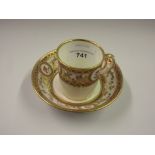 18th Century Sevres porcelain cabinet cup and saucer painted with roses within lilac and gilded