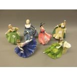 Group of six Royal Doulton figures including ' Top o' the Hill ' and others