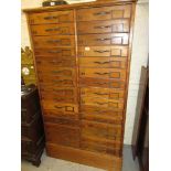 Early 20th Century pine thirty drawer shop haberdashery cabinet on a plinth base 67ins high x