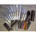 Group of eleven various mainly 19th Century silver and mother of pearl fruit knives with various