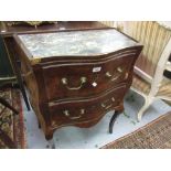 Small 18th Century French kingwood commode, the marble inset top above two drawers raised on