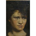 20th Century oil on board, head and shoulder portrait of a lady, unsigned, gilt framed, 9ins x 7ins