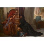 Rudolph W.A. Lehmann, oil on canvas, ' The Confession ', signed and dated 1872, 18.5ins x 24ins,