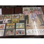G. Fryda, signed exhibition poster together with a framed group of humorous postcards