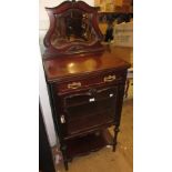 Edwardian mahogany music cabinet with mirrored back