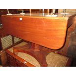 19th Century mahogany drop-leaf breakfast table, raised on octagonal column and platform base