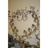 Late 20th Century metal wall sconce in the form of a heart with foliate design
