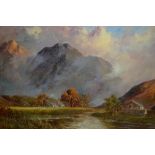 F.E. Jamieson, oil on canvas, Highland river landscape, signed, 15.5ins x 23.5ins, housed in a