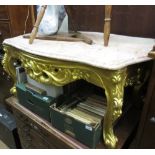 20th Century shaped marble topped and gilded coffee table, on cabriole carved supports
