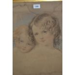 19th Century gilt framed coloured engraving, ' The Calmady Sisters ' after Thomas Lawrence