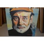 Ron Chadwick, pair of oil paintings on canvas, portraits of Peter Cooke and Spike Milligan, signed