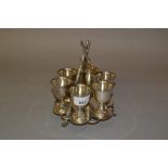 Victorian silver plated egg cup stand in the form of interlocking branches