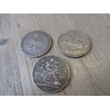 Three various Great Britain crowns, 1820, 1900 and 1935