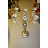 Modern polished metal five branch candelabra