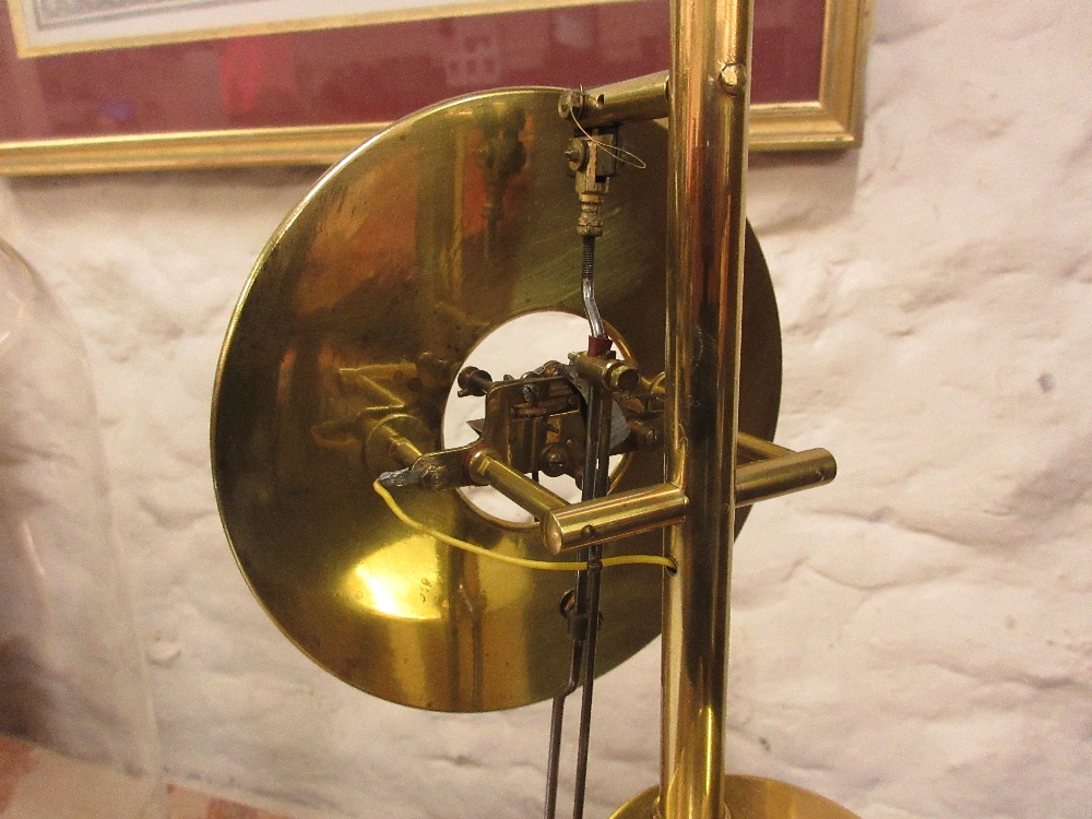 Bulle electric mantel clock, the painted dial with Arabic numerals and visible escapement on a brass - Image 5 of 9