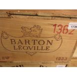 Twelve bottles Barton Leoville 1983 The case is still nailed shut. They have come from a good house.