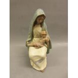 Large Lladro matt glazed figure of the Madonna and child, 14ins high approximately