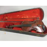 Late 19th or early 20th Century violin with a one piece 14in back bearing label Antonius