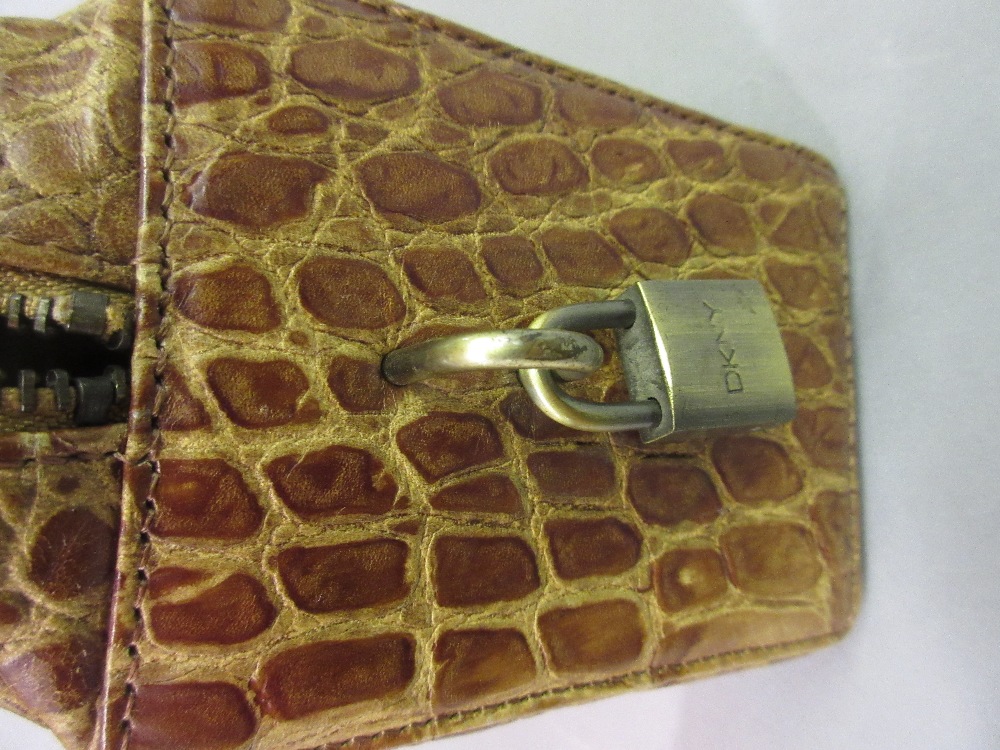 D.K.N.Y. leather simulated crocodile handbag, with dust cover - Image 2 of 2