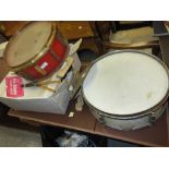 1960's Olympic snare drum (at fault) and a boxed Eric Delaney snare drum The bottom skin is still