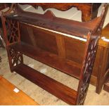 Reproduction mahogany three shelf wall bracket with pierced fretwork sides