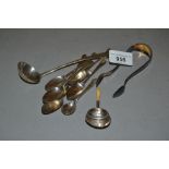 Small Edinburgh silver ladle together with a quantity of small flatware