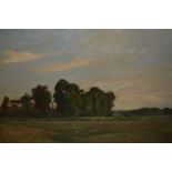Henry G. Moon signed oil on canvas, rural landscape, inscribed verso ' Elms, Stanborough,